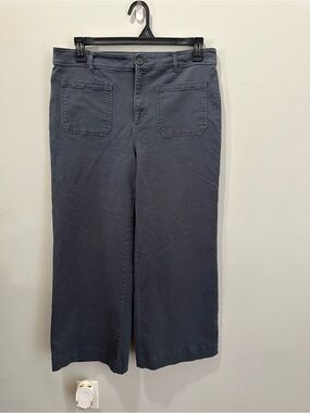 Loft High Rise Wide Leg Pants Patch Pocket Gray Size 12